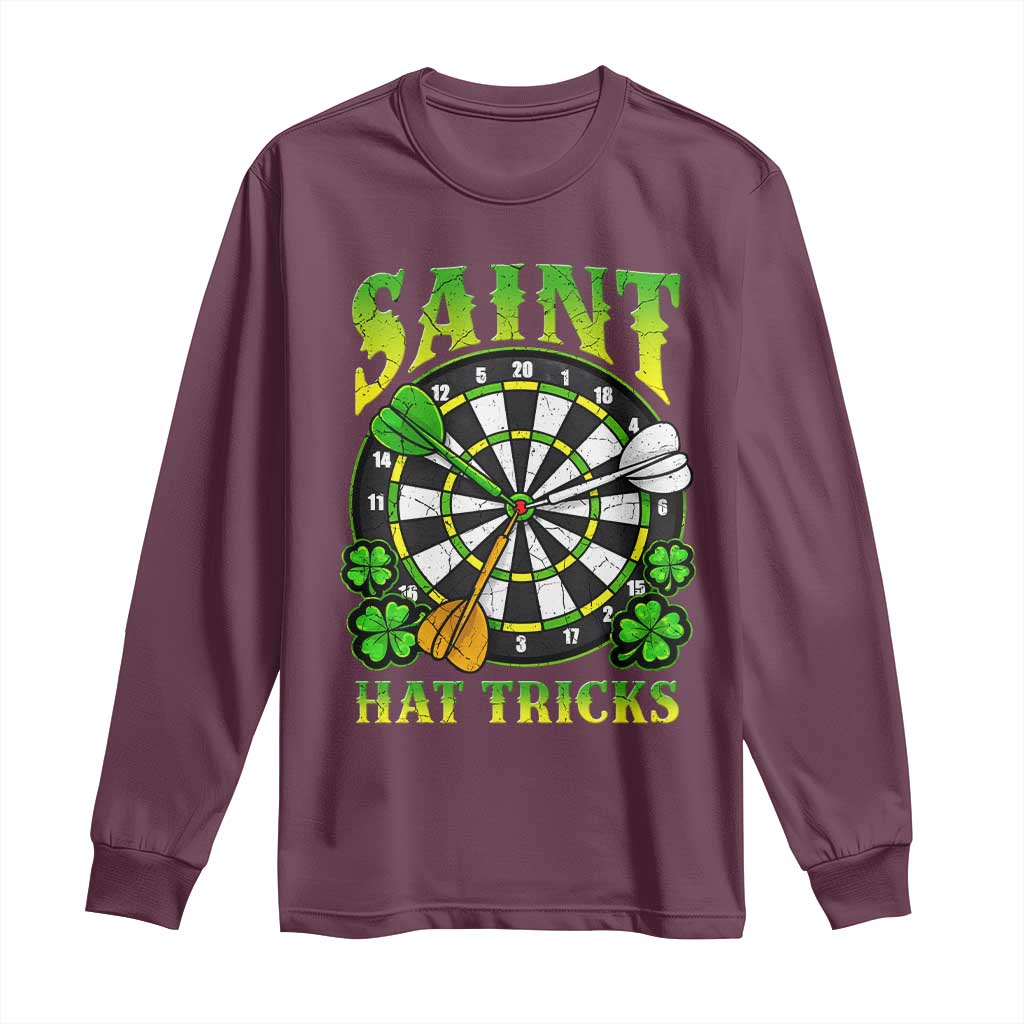 Funny Darts St Patricks Day Gift Long Sleeve Shirt Saint Hat Tricks