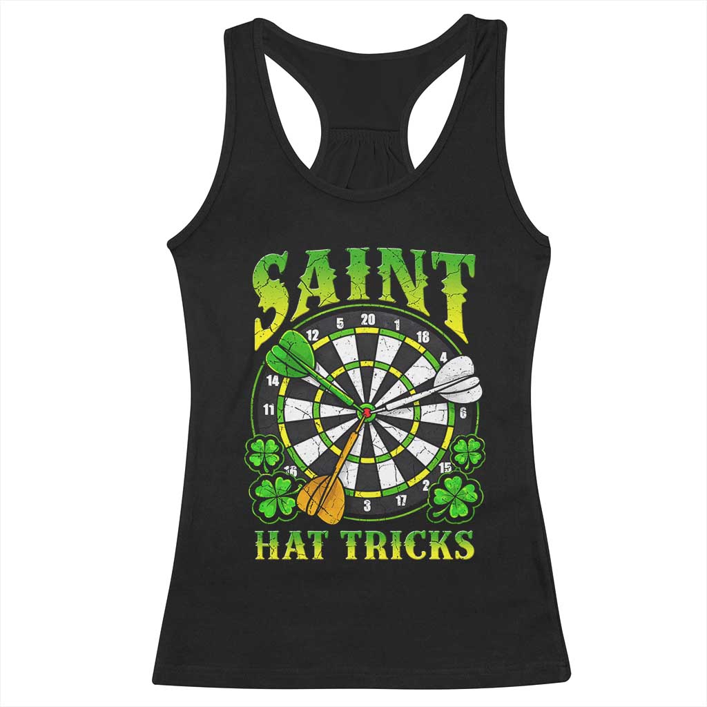 Funny Darts St Patricks Day Gift Racerback Tank Top Saint Hat Tricks