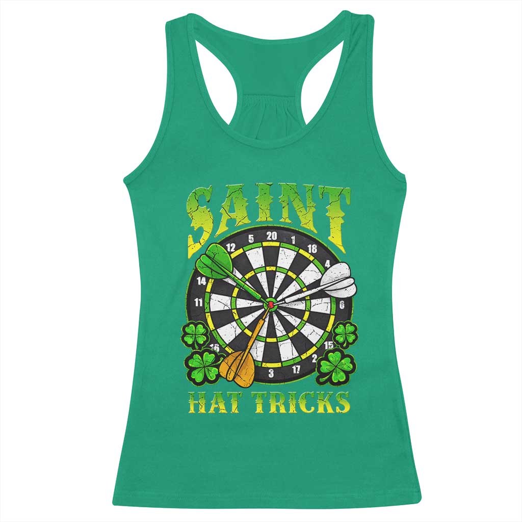 Funny Darts St Patricks Day Gift Racerback Tank Top Saint Hat Tricks