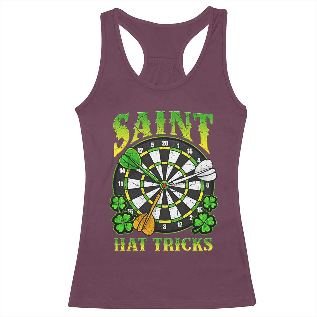Funny Darts St Patricks Day Gift Racerback Tank Top Saint Hat Tricks