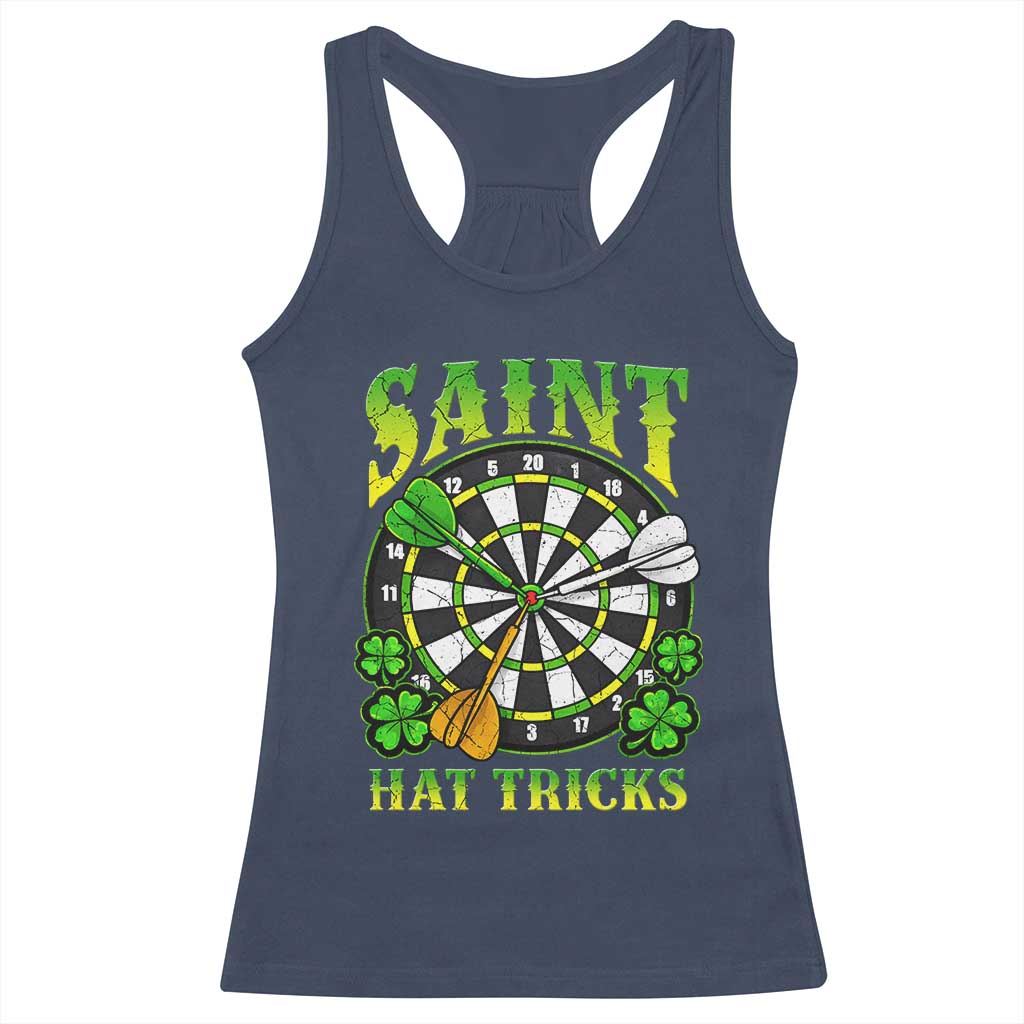 Funny Darts St Patricks Day Gift Racerback Tank Top Saint Hat Tricks
