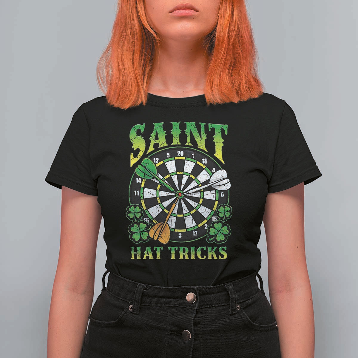 Funny Darts St Patricks Day Gift T Shirt For Women Saint Hat Tricks
