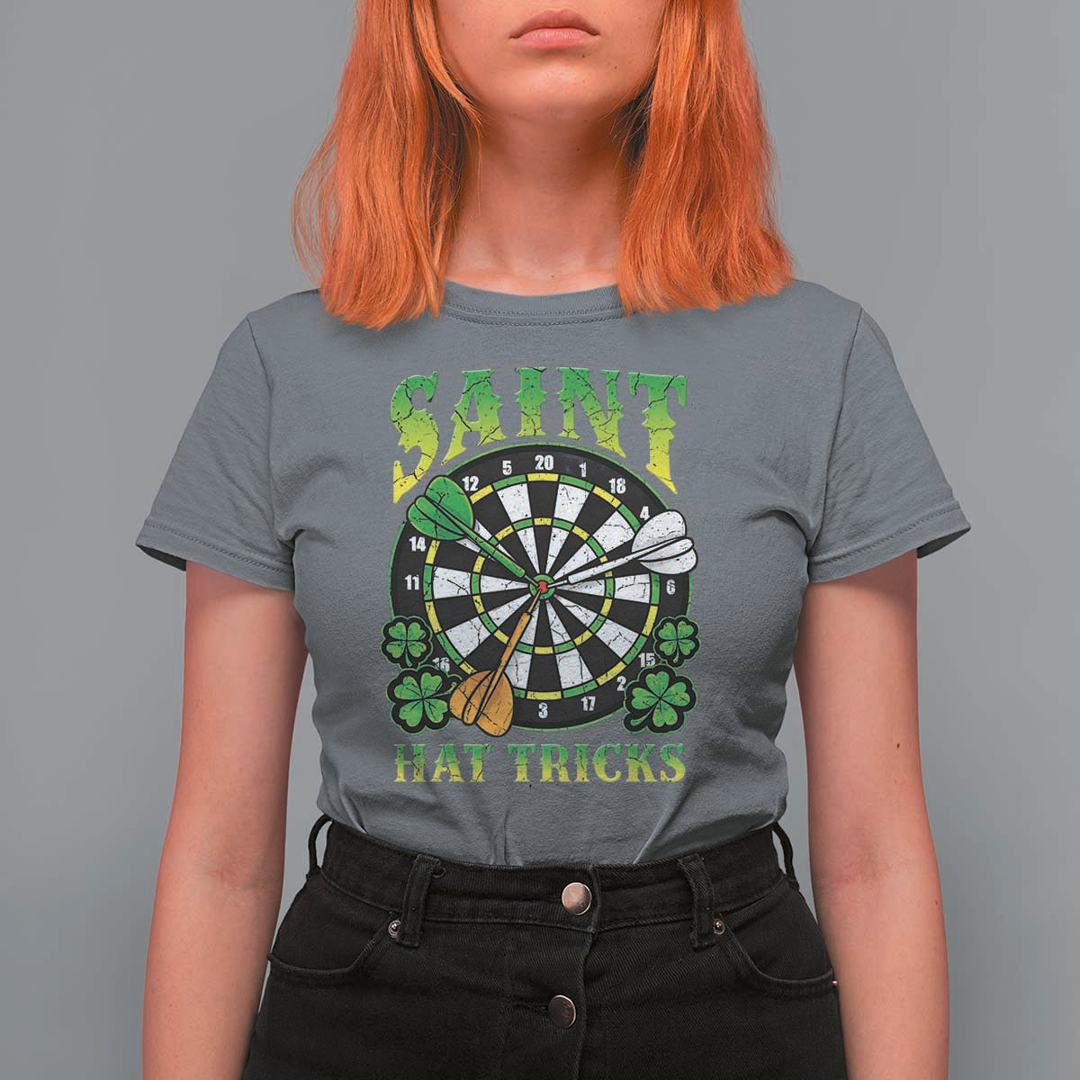 Funny Darts St Patricks Day Gift T Shirt For Women Saint Hat Tricks