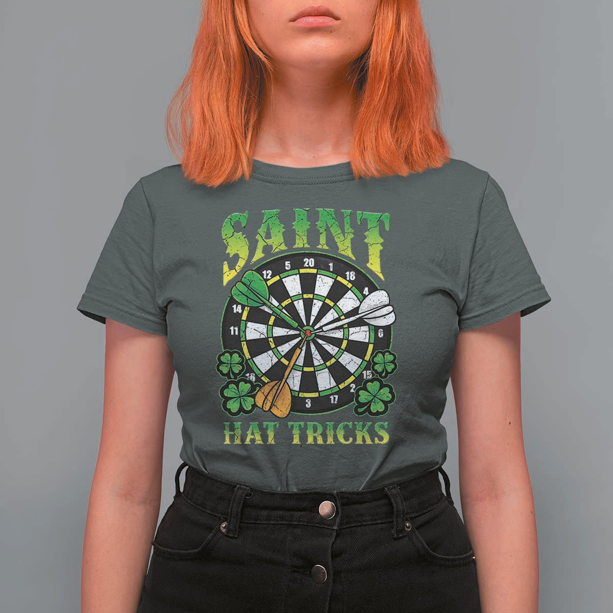 Funny Darts St Patricks Day Gift T Shirt For Women Saint Hat Tricks