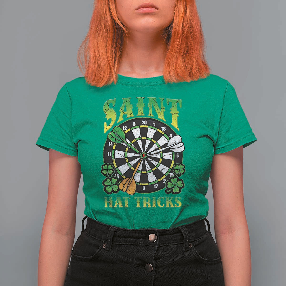 Funny Darts St Patricks Day Gift T Shirt For Women Saint Hat Tricks