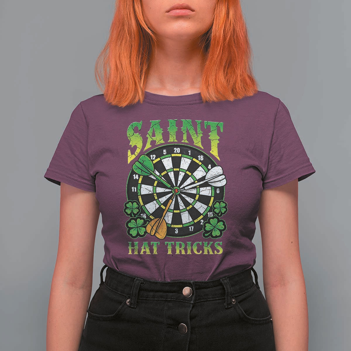 Funny Darts St Patricks Day Gift T Shirt For Women Saint Hat Tricks