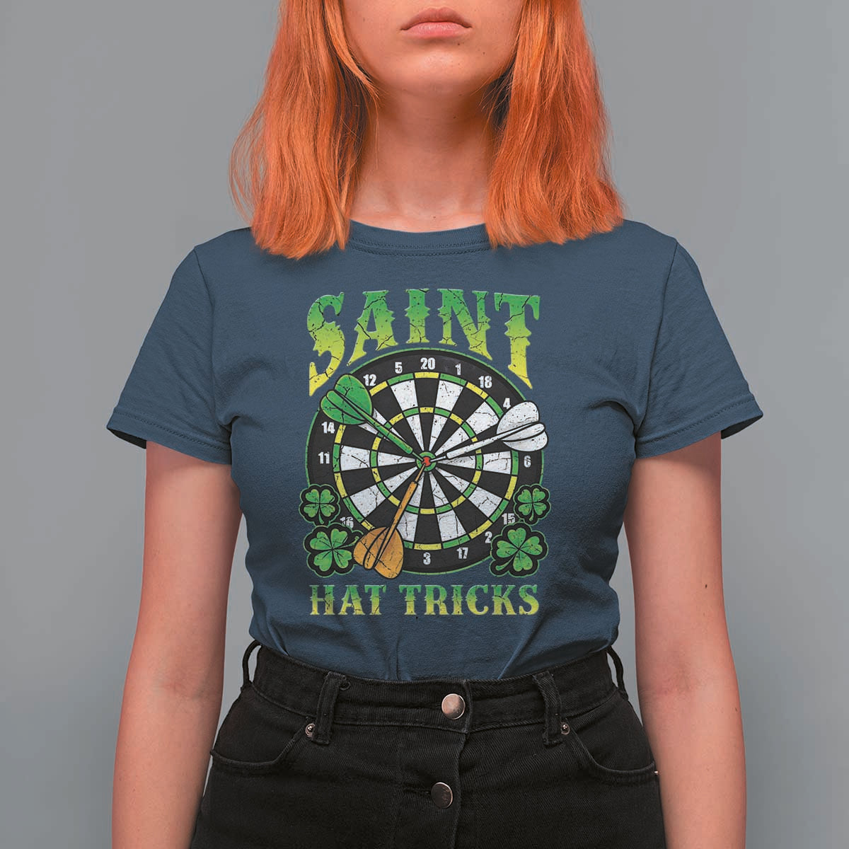 Funny Darts St Patricks Day Gift T Shirt For Women Saint Hat Tricks