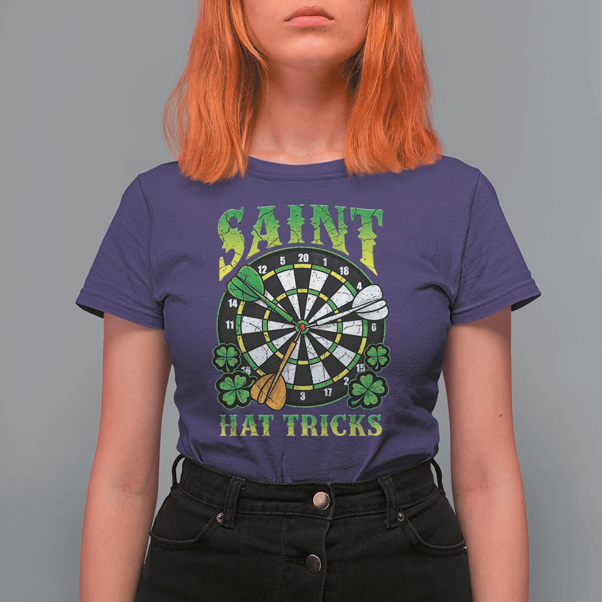 Funny Darts St Patricks Day Gift T Shirt For Women Saint Hat Tricks