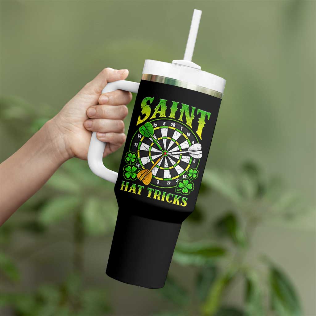 Funny Darts St Patricks Day Gift Tumbler With Handle Saint Hat Tricks