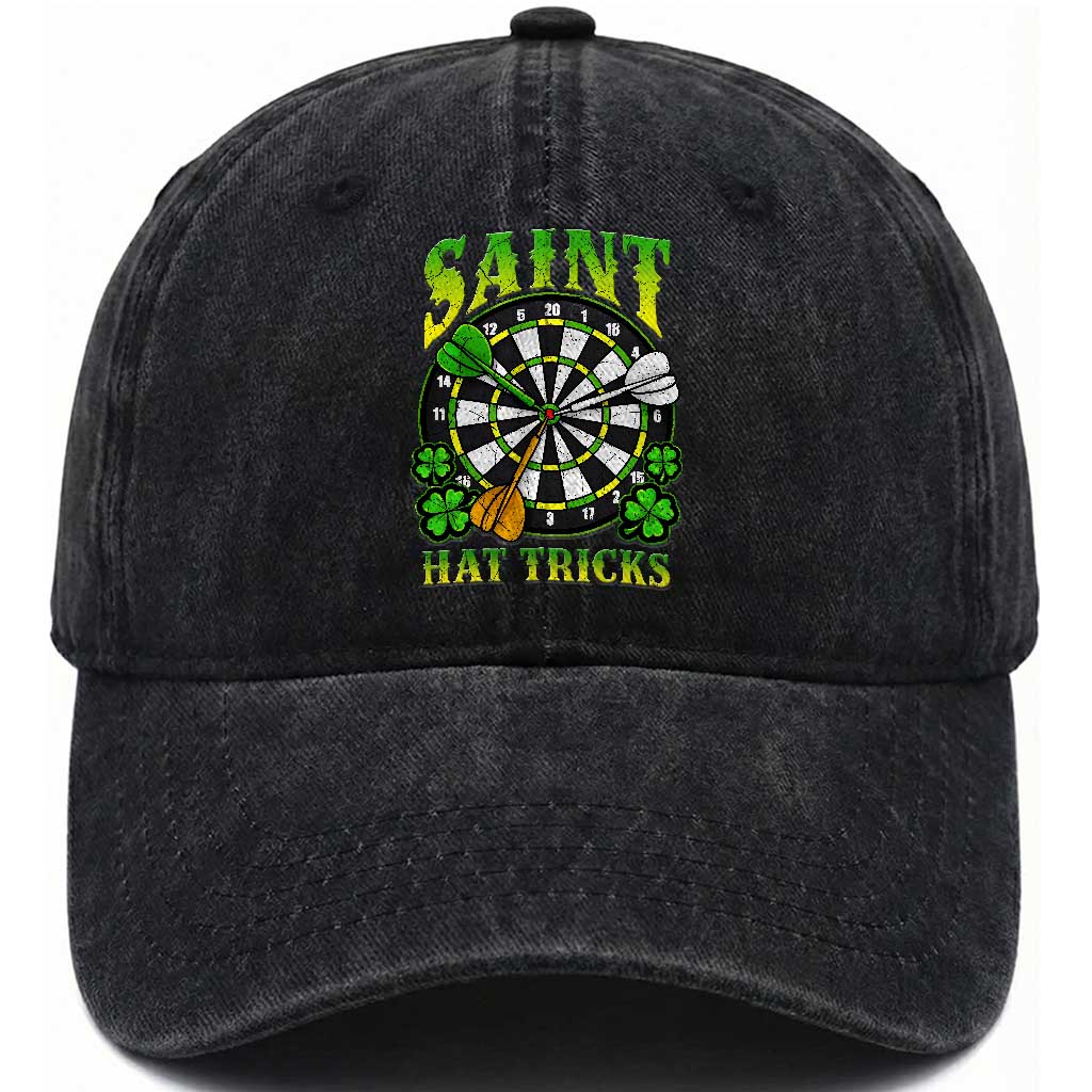 Funny Darts St Patricks Day Gift Washed Cotton Baseball Cap Saint Hat Tricks