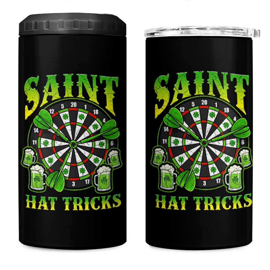 Saint Hat Tricks St Patricks Day 4 in 1 Can Cooler Tumbler Darts Player Gift