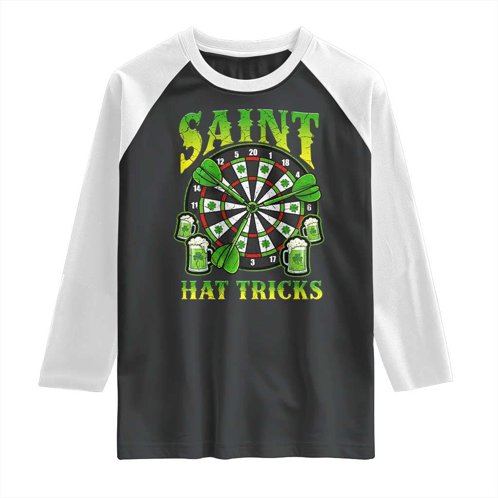 Saint Hat Tricks St Patricks Day Raglan Shirt Darts Player Gift