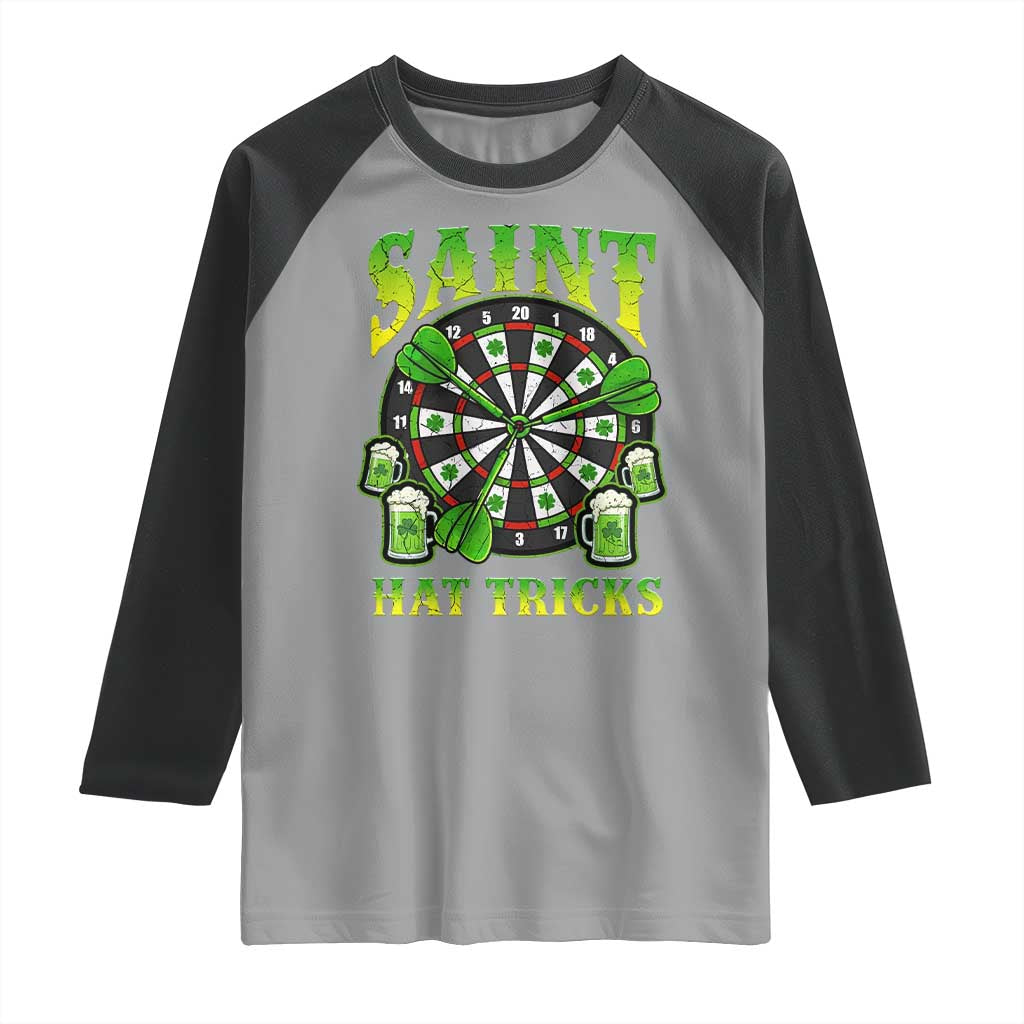 Saint Hat Tricks St Patricks Day Raglan Shirt Darts Player Gift