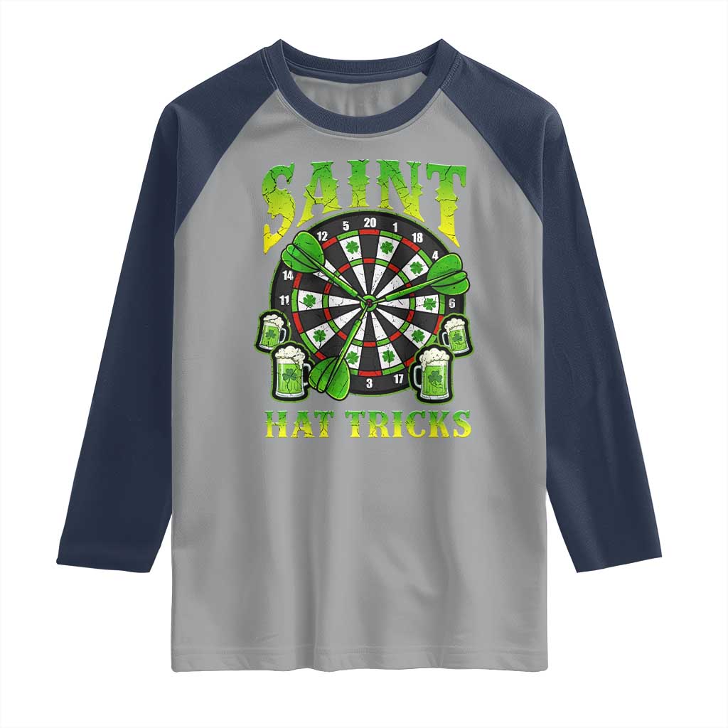 Saint Hat Tricks St Patricks Day Raglan Shirt Darts Player Gift