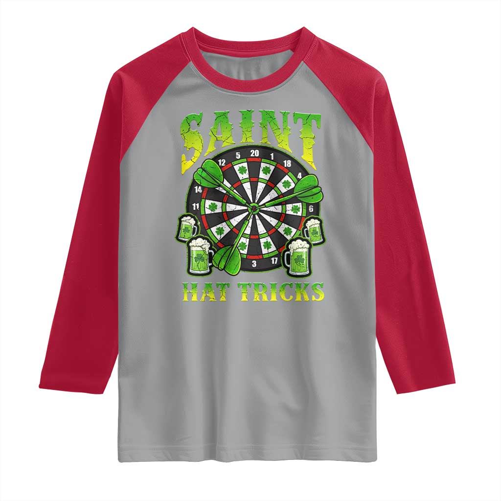 Saint Hat Tricks St Patricks Day Raglan Shirt Darts Player Gift