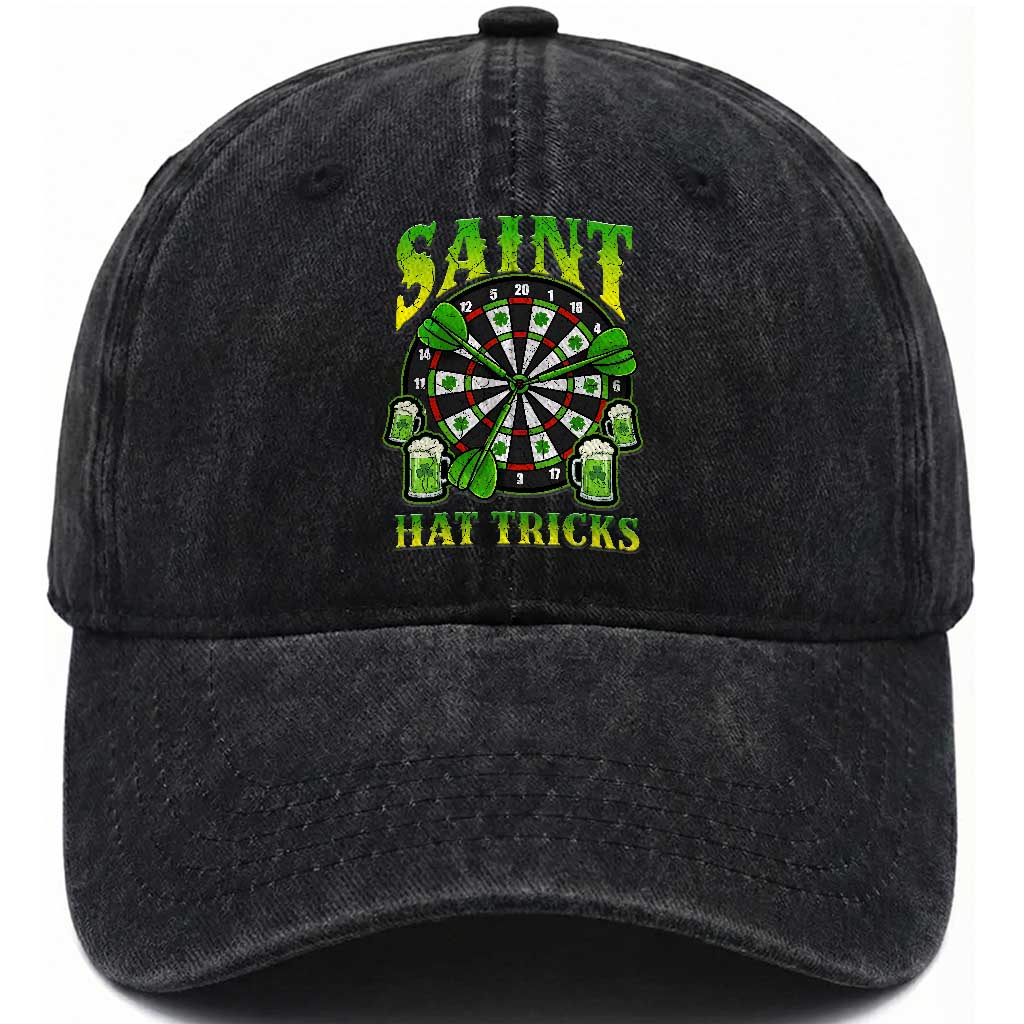 Saint Hat Tricks St Patricks Day Washed Cotton Baseball Cap Darts Player Gift