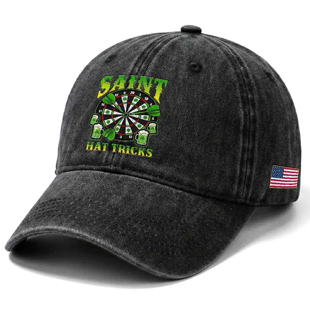 Saint Hat Tricks St Patricks Day Washed Cotton Baseball Cap Darts Player Gift
