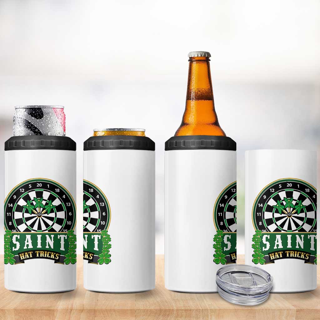 Saint Hat Tricks 4 in 1 Can Cooler Tumbler St Patricks Day Dart Thrower Gift