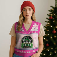 Saint Hat Tricks V-Neck Knit Sweater Vest St Patricks Day Dart Thrower Gift