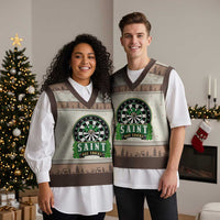 Saint Hat Tricks V-Neck Knit Sweater Vest St Patricks Day Dart Thrower Gift