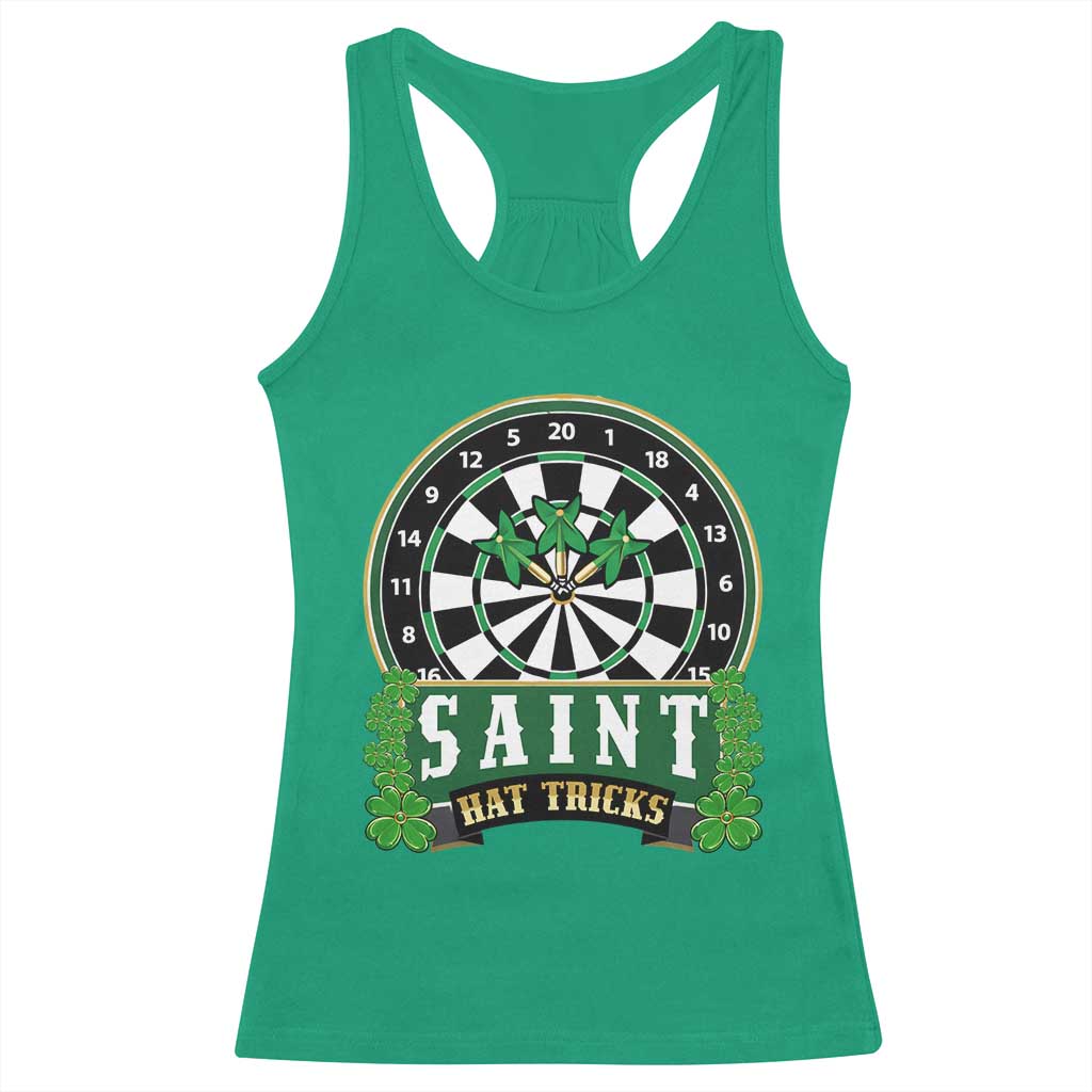 Saint Hat Tricks Racerback Tank Top St Patricks Day Dart Thrower Gift