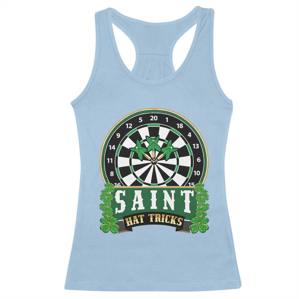 Saint Hat Tricks Racerback Tank Top St Patricks Day Dart Thrower Gift