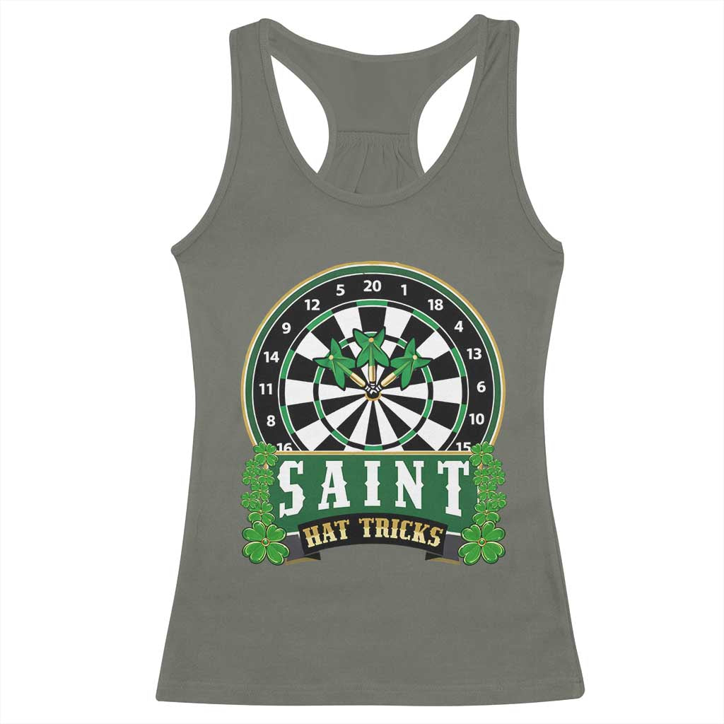 Saint Hat Tricks Racerback Tank Top St Patricks Day Dart Thrower Gift