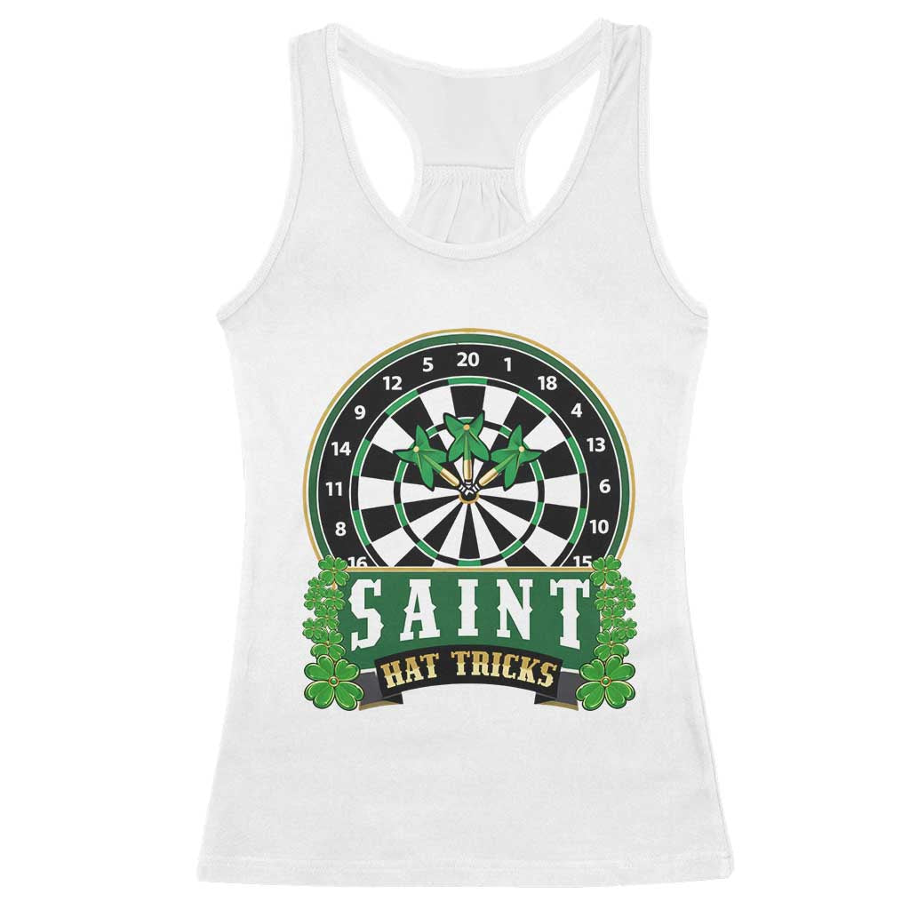 Saint Hat Tricks Racerback Tank Top St Patricks Day Dart Thrower Gift