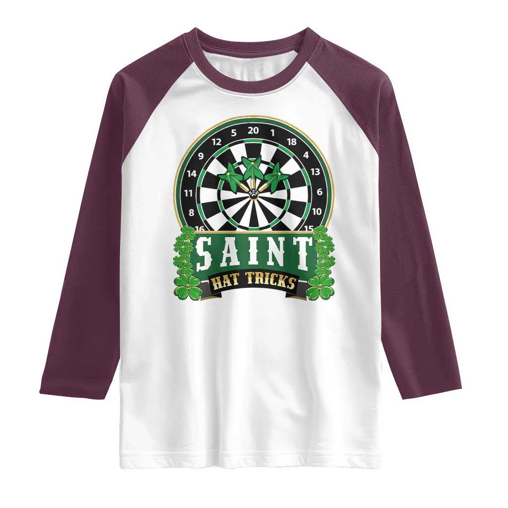 Saint Hat Tricks Raglan Shirt St Patricks Day Dart Thrower Gift