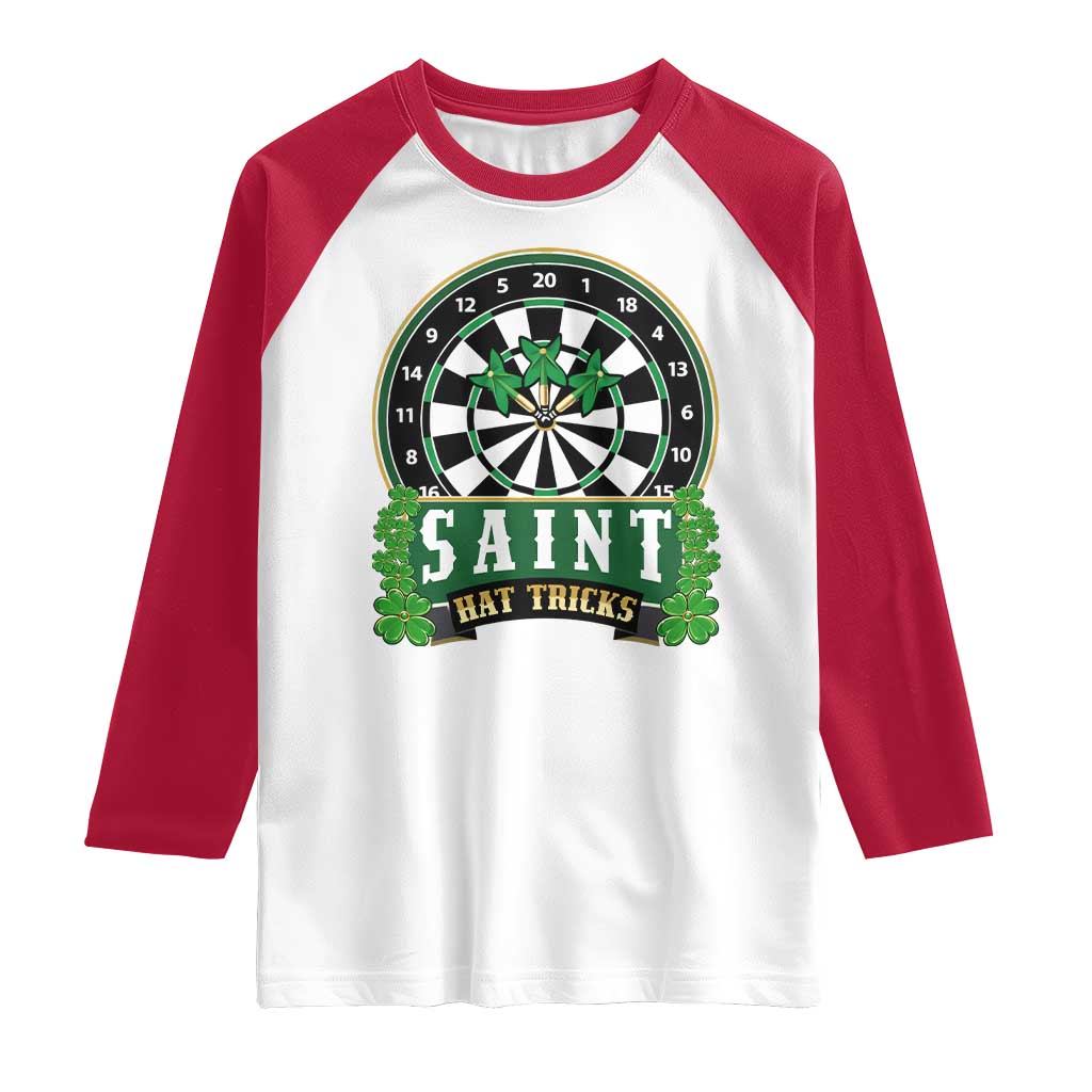 Saint Hat Tricks Raglan Shirt St Patricks Day Dart Thrower Gift