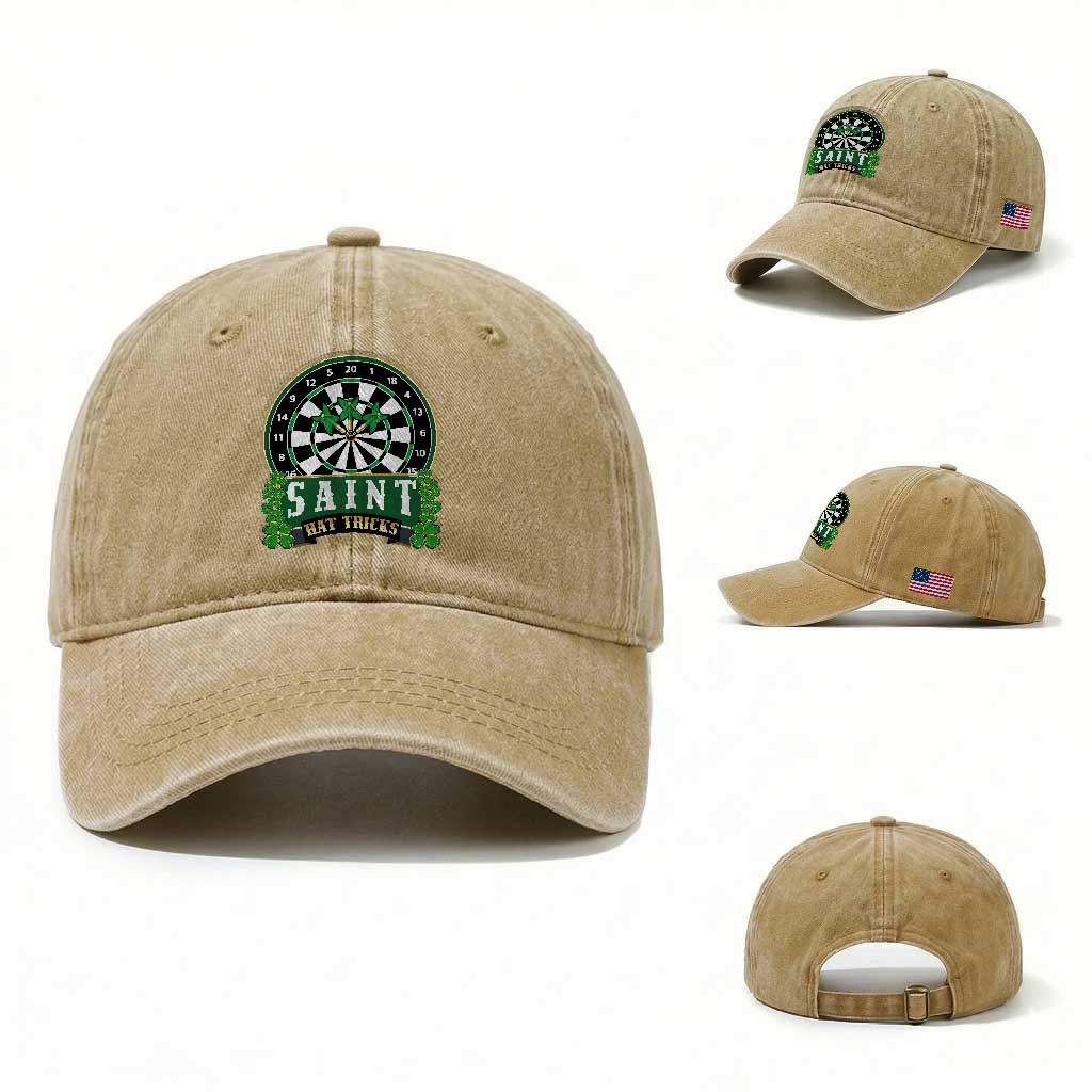 Saint Hat Tricks Washed Cotton Baseball Cap St Patricks Day Dart Thrower Gift
