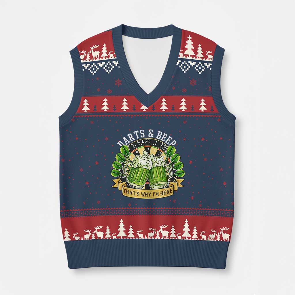 Beer And Darts St Patricks Day Gift V-Neck Knit Sweater Vest That Is Why I Am Here