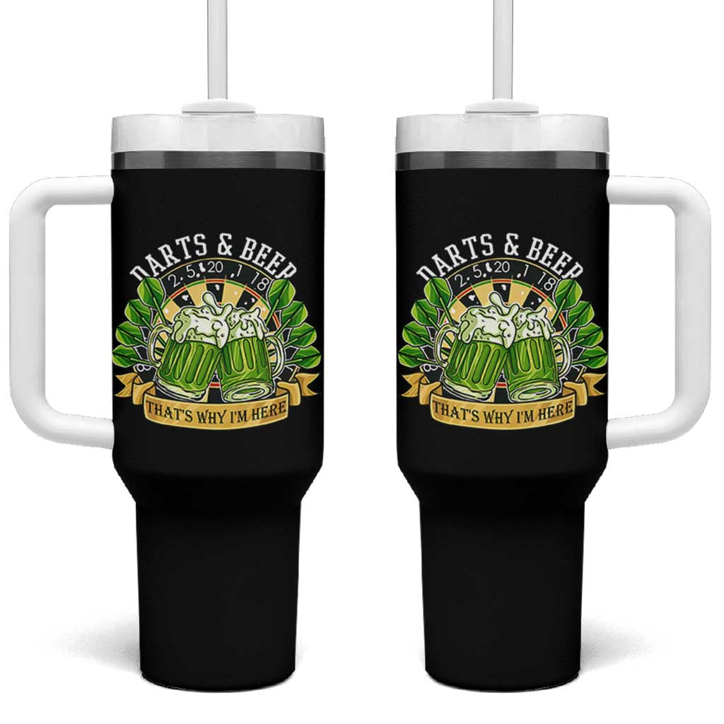 Beer And Darts St Patricks Day Gift Tumbler With Handle That Is Why I Am Here
