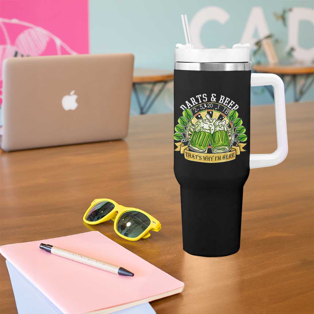 Beer And Darts St Patricks Day Gift Tumbler With Handle That Is Why I Am Here