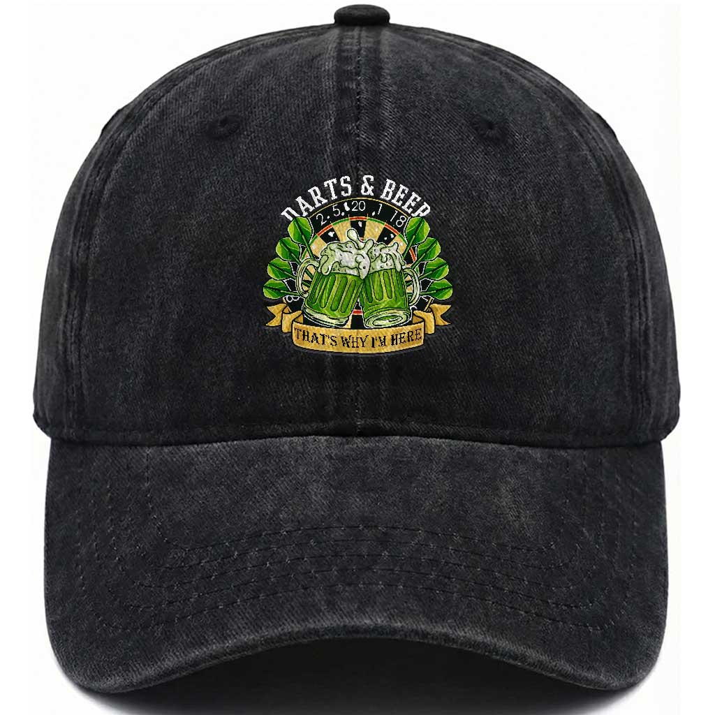 Beer And Darts St Patricks Day Gift Washed Cotton Baseball Cap That Is Why I Am Here
