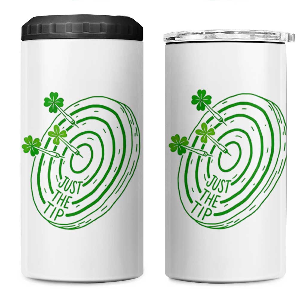Dirty Humor Dartist St Patricks Day Gift 4 in 1 Can Cooler Tumbler Just The Tip