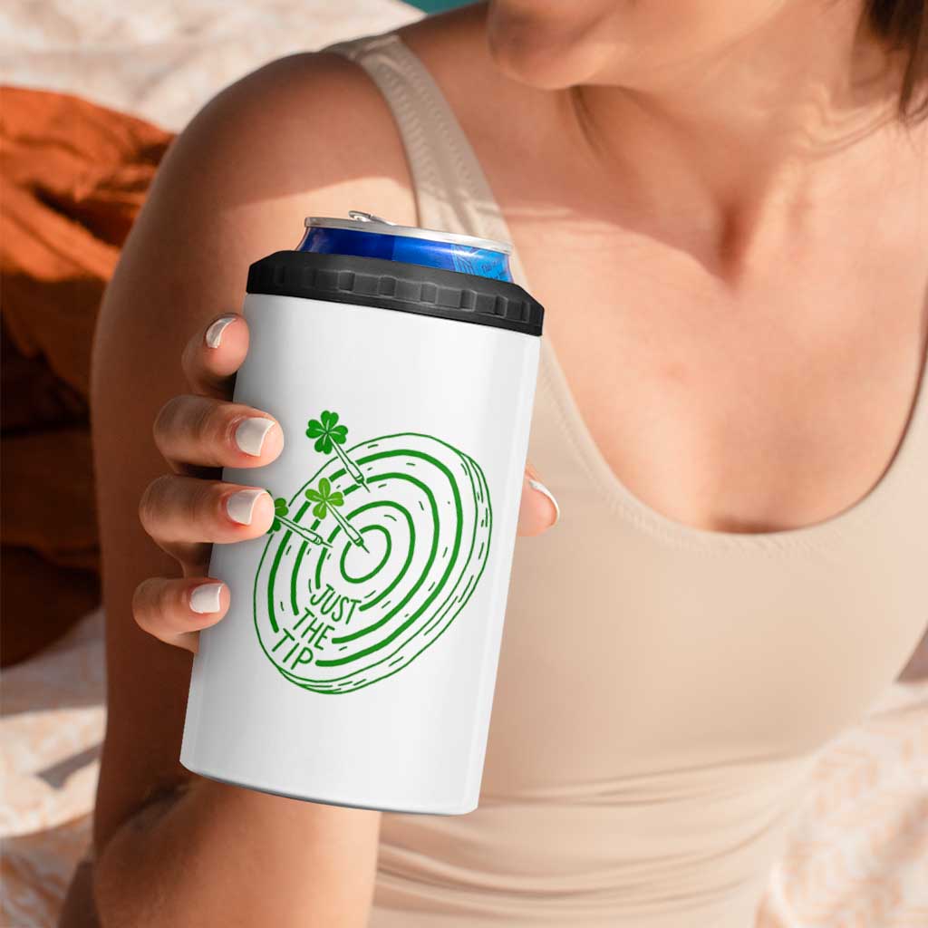 Dirty Humor Dartist St Patricks Day Gift 4 in 1 Can Cooler Tumbler Just The Tip