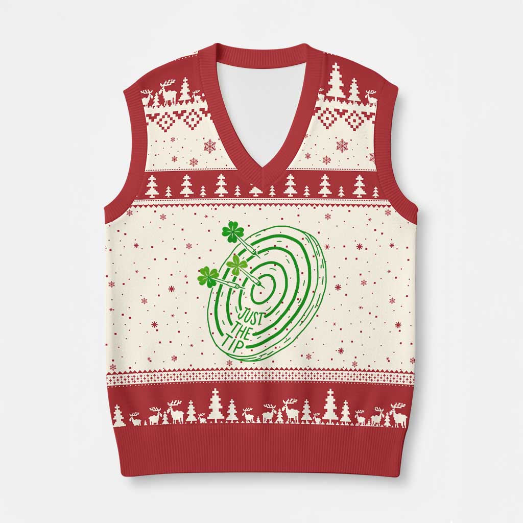 Dirty Humor Dartist St Patricks Day Gift V-Neck Knit Sweater Vest Just The Tip