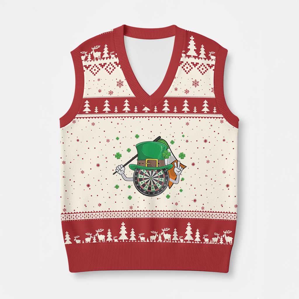 Lucky Darts Board With Irish Flag V-Neck Knit Sweater Vest St Patricks Day Gift