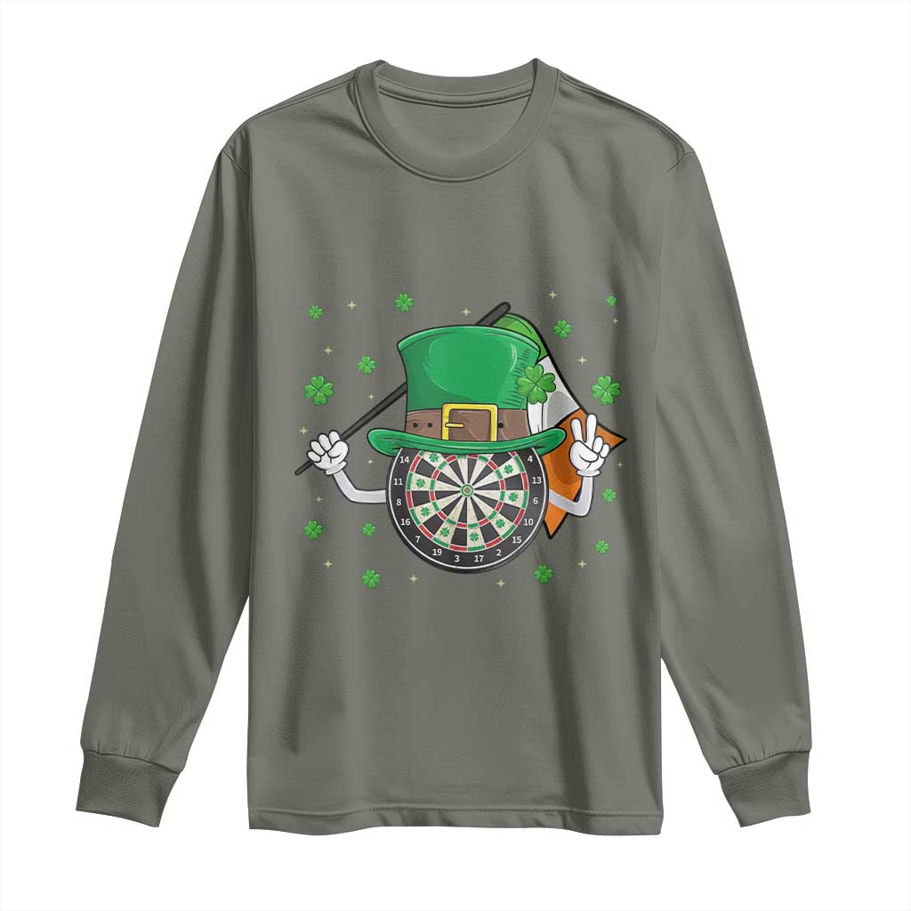 Lucky Darts Board With Irish Flag Long Sleeve Shirt St Patricks Day Gift