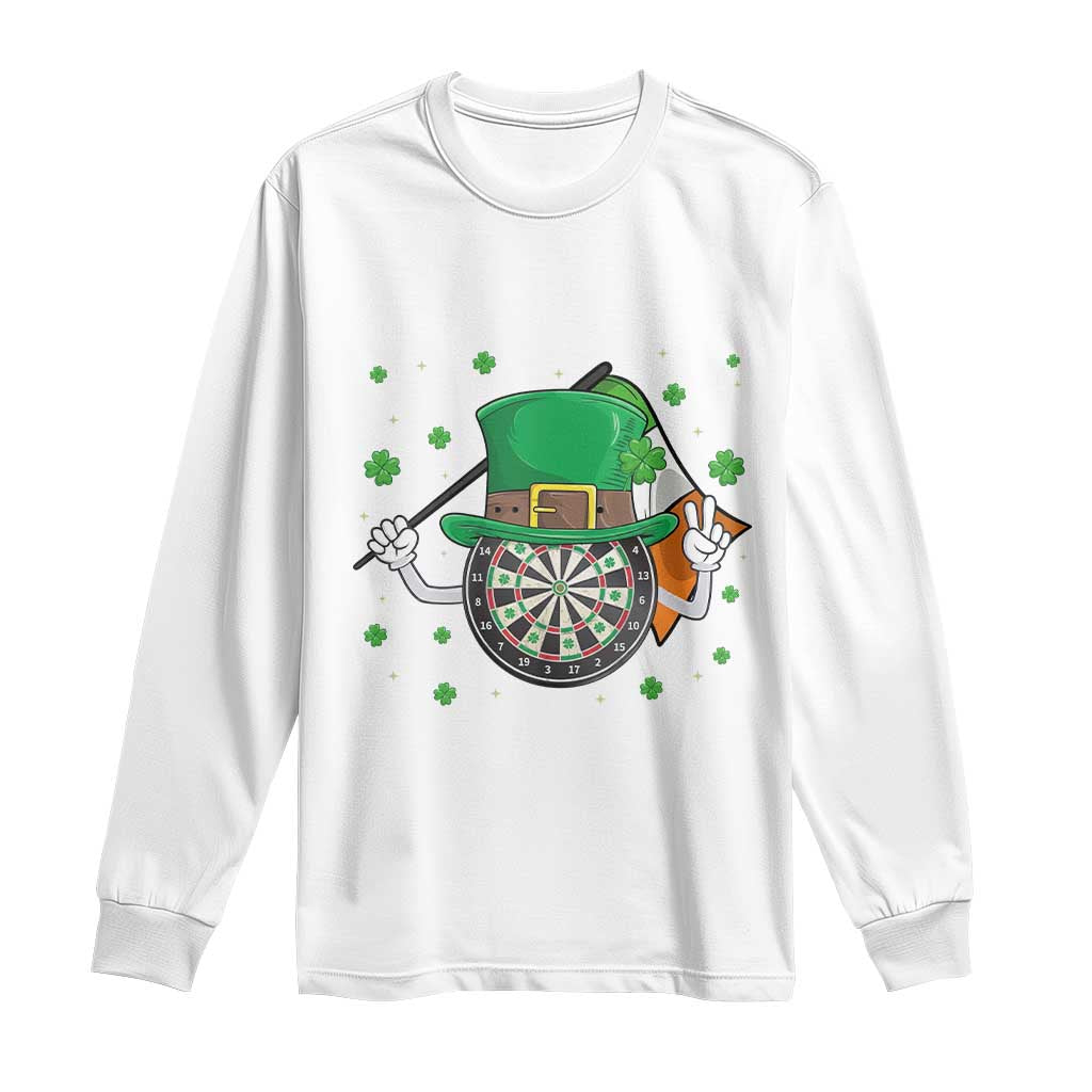Lucky Darts Board With Irish Flag Long Sleeve Shirt St Patricks Day Gift