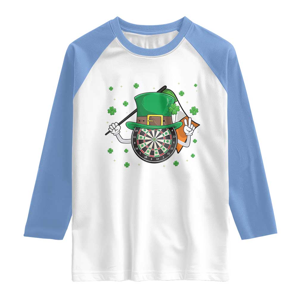 Lucky Darts Board With Irish Flag Raglan Shirt St Patricks Day Gift