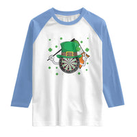 Lucky Darts Board With Irish Flag Raglan Shirt St Patricks Day Gift