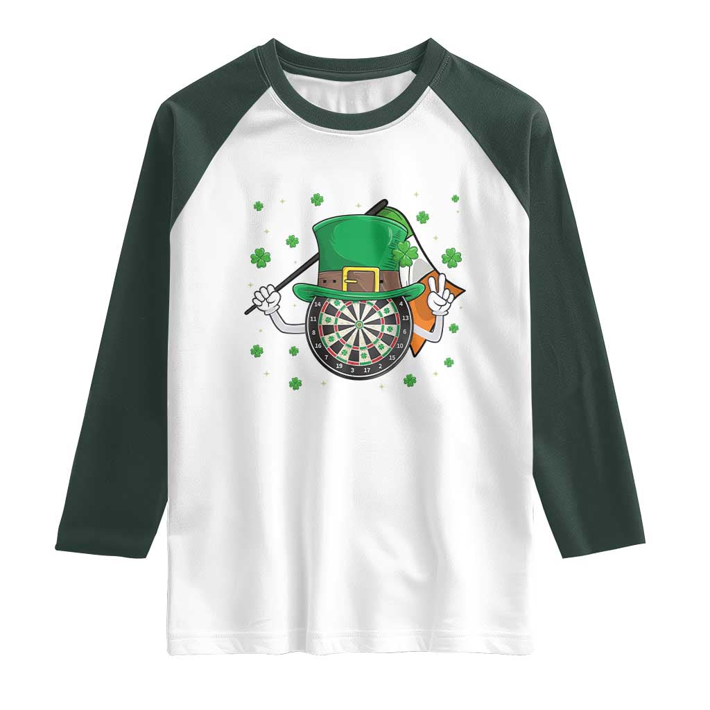 Lucky Darts Board With Irish Flag Raglan Shirt St Patricks Day Gift