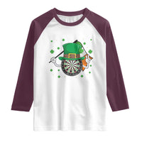 Lucky Darts Board With Irish Flag Raglan Shirt St Patricks Day Gift