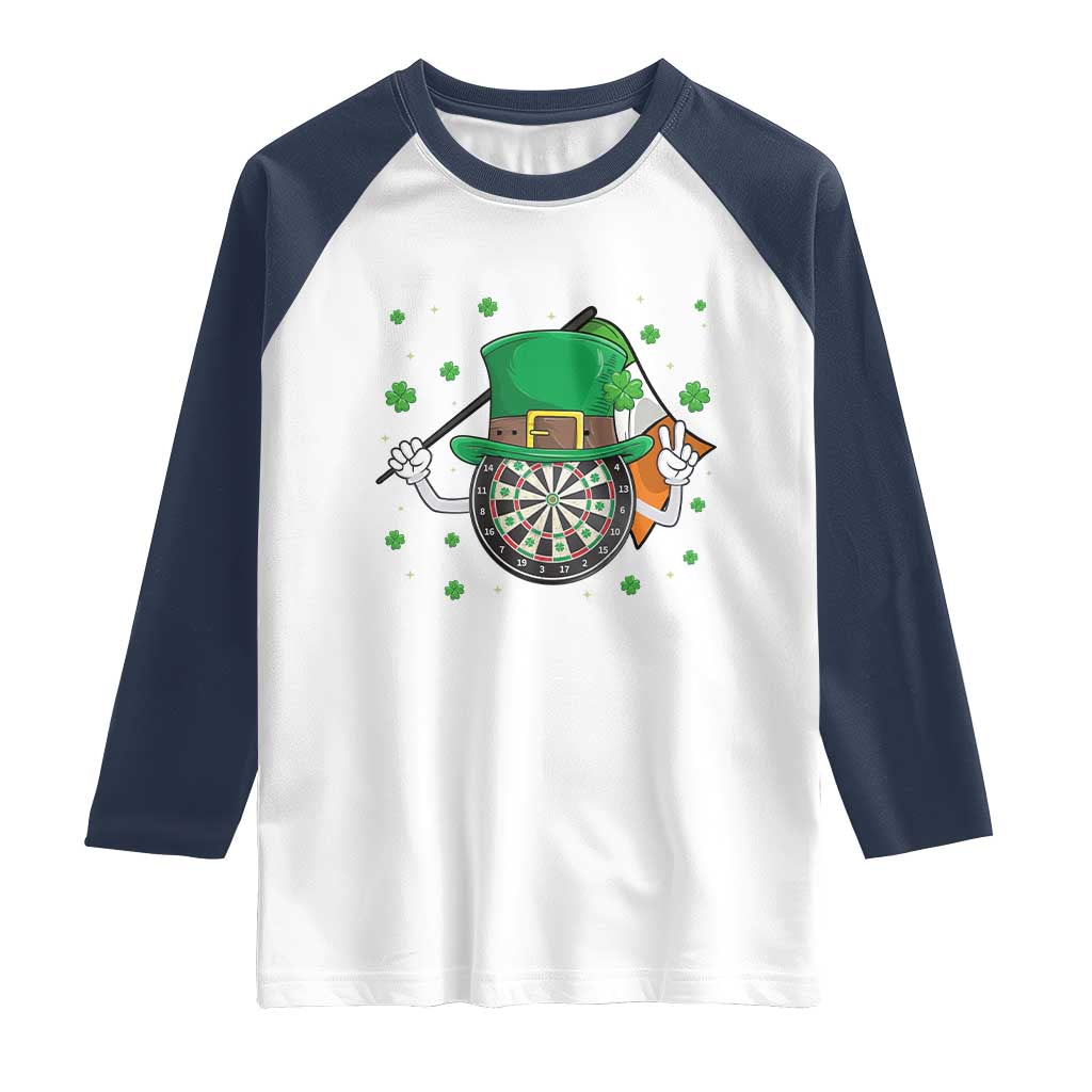 Lucky Darts Board With Irish Flag Raglan Shirt St Patricks Day Gift