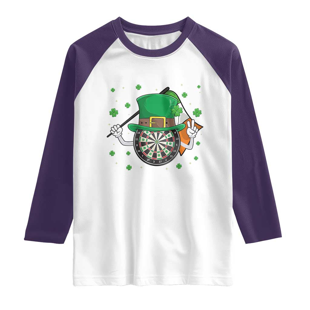 Lucky Darts Board With Irish Flag Raglan Shirt St Patricks Day Gift