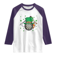 Lucky Darts Board With Irish Flag Raglan Shirt St Patricks Day Gift