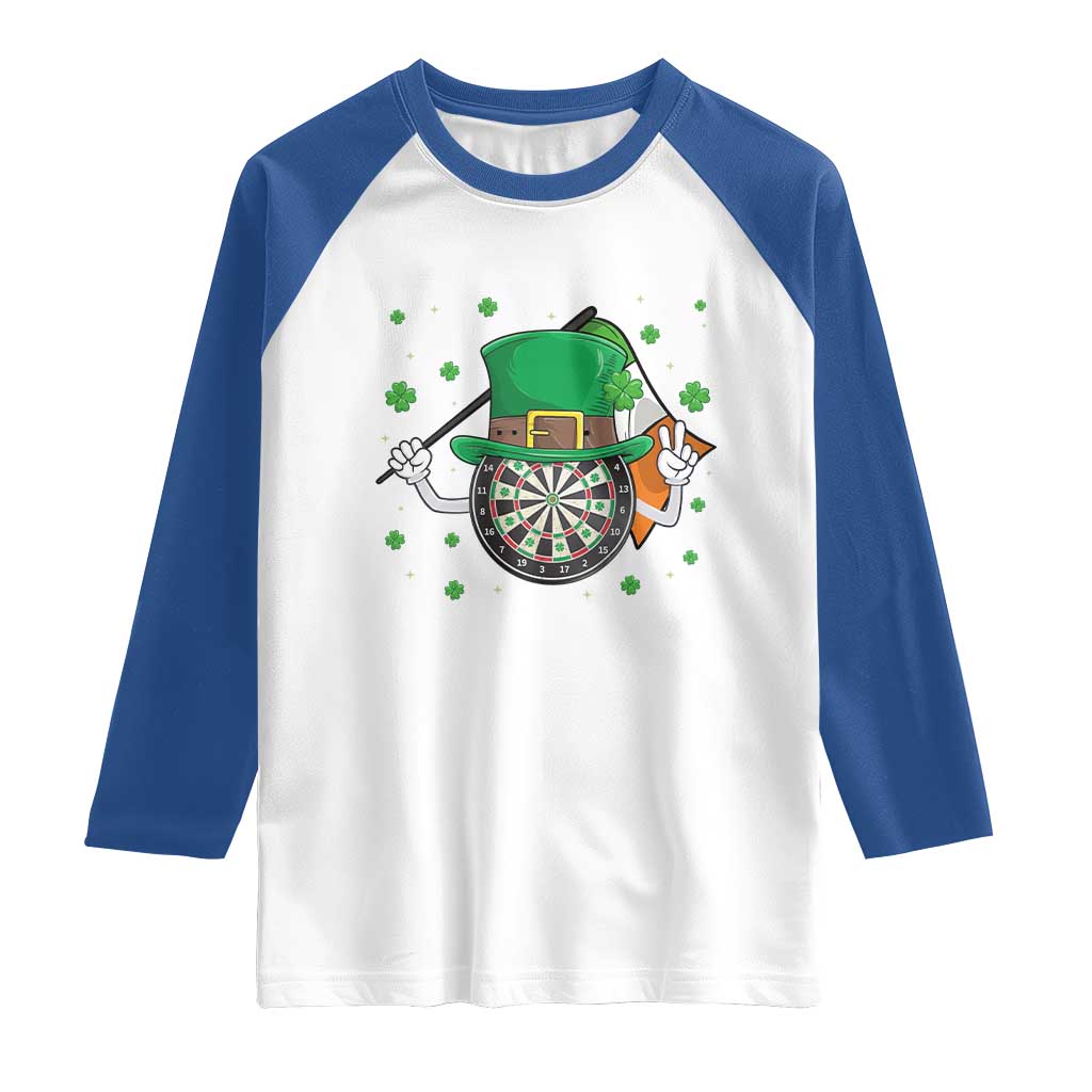 Lucky Darts Board With Irish Flag Raglan Shirt St Patricks Day Gift
