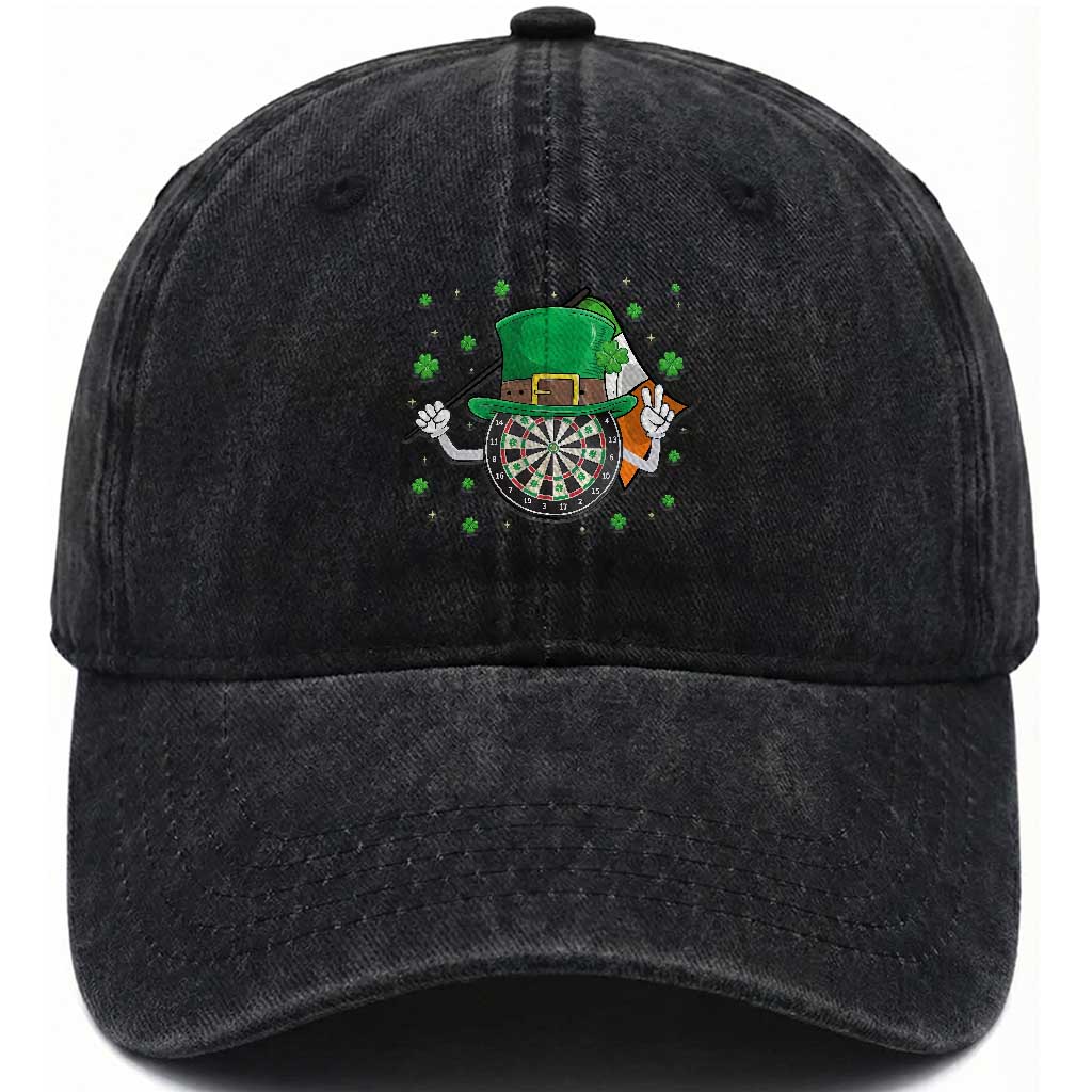 Lucky Darts Board With Irish Flag Washed Cotton Baseball Cap St Patricks Day Gift